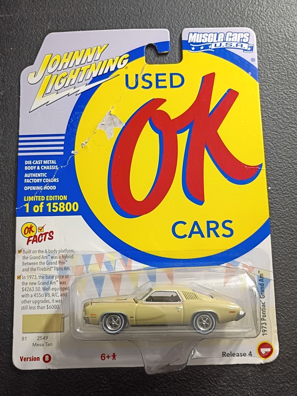 NWT Johnny Lightning 1973 Pontiac Grand Am Die-Cast Toy Car - Mesa Tan